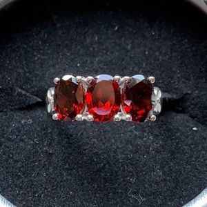 Garnet and White Topaz sterling ring